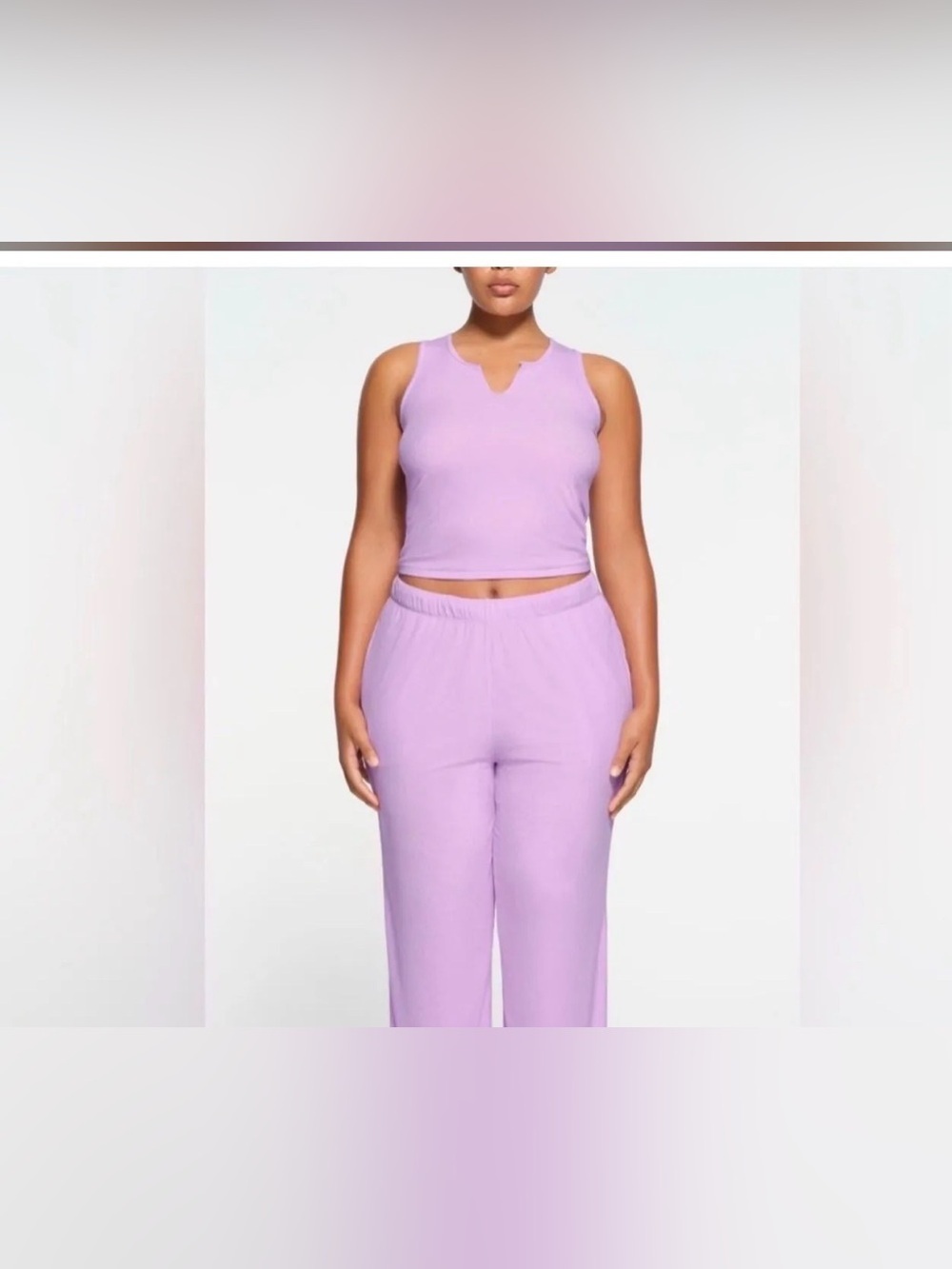 @ SKIMS Soft Lounge Split Neck Ribbed Tank Light Purple SUGAR PLUM XXS